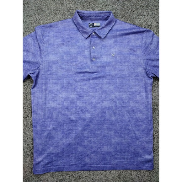 Callaway Polo Shirt Mens Size L Purple Striped Opti Dri Fit Golf Short Sleeve - Picture 2 of 11